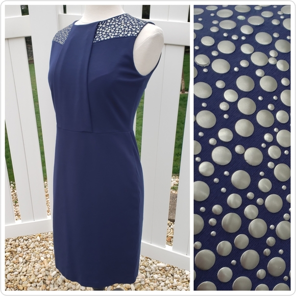 Vince Camuto Dresses & Skirts - Vince Camuto Navy Blue Gold Jewels Sheath Dress